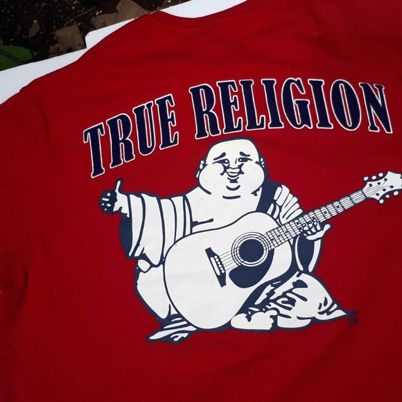 True Religion BuddhaMan T-Shirt Ruby Red LARGE - Picture 8 of 8